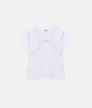 T-Shirt Curvy Blanc à coutures contrastantes WASTE Paris