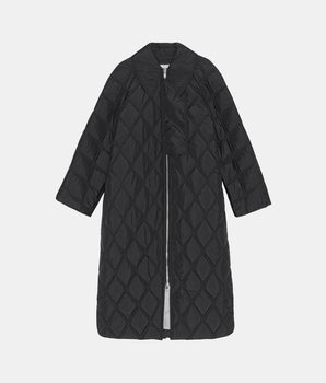 Mid-length straight quilted effect coat