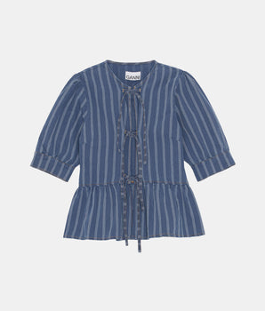 Straight striped cotton blouse