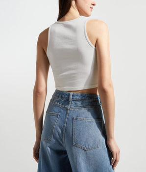 Fitted cotton knit cropped tank top