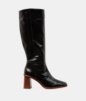 East smooth leather high heeled boots