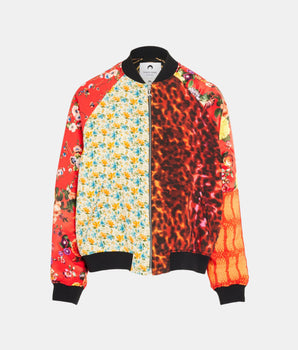 Silk floral patchwork bomber jacket