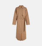 Women's long straight belted trench coat