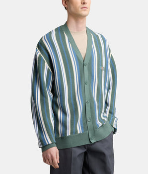 Striped cotton knit cardigan