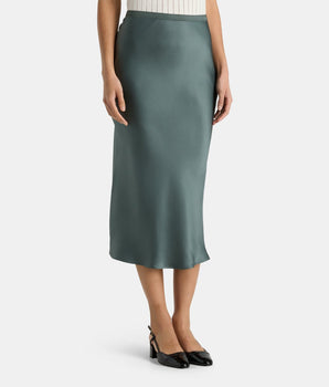 Bar silk mid-length flared skirt