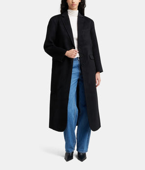 Quinn long wool and cashmere shoulder coat