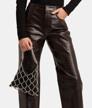 Gaia mini hobo bag in leather and chains
