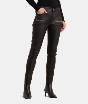Remy slim leather pants with zips