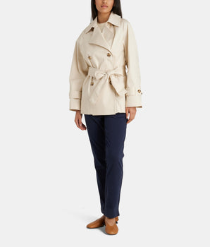 Trench femme court double boutonnage coton