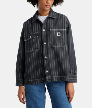 Orlean straight denim jacket with tennis stripes