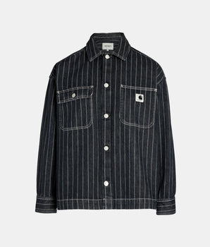 Orlean straight denim jacket with tennis stripes